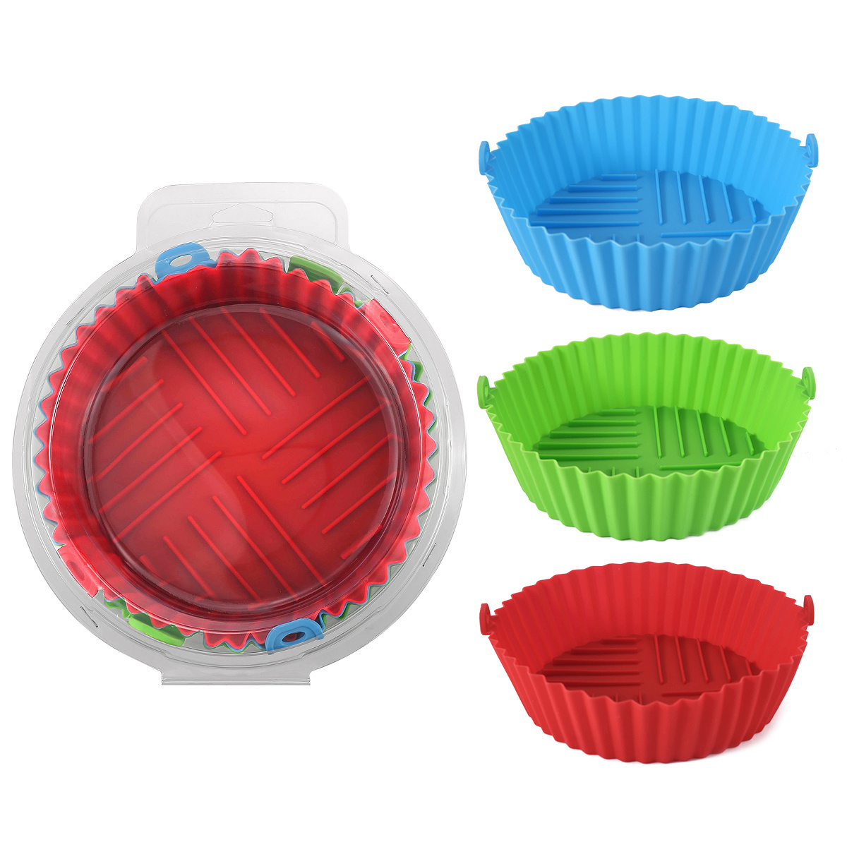 Air Fryer Silicone Pot, 3 Pack 5.5- 6.5 In Reusable Round Air