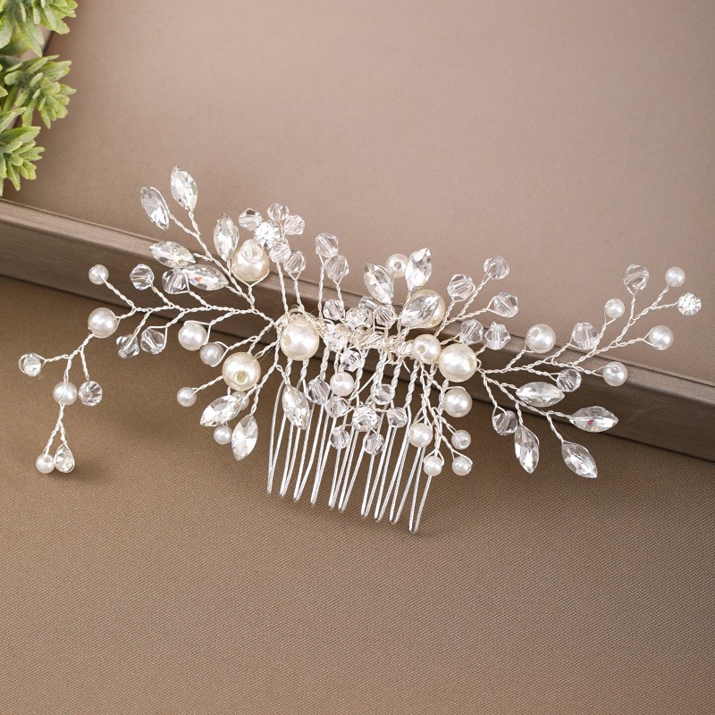 Bridal Hair Comb Silver Pearl Crystal Comb Wedding Hair Accessories Prom Hair Piece Bridal Accessories