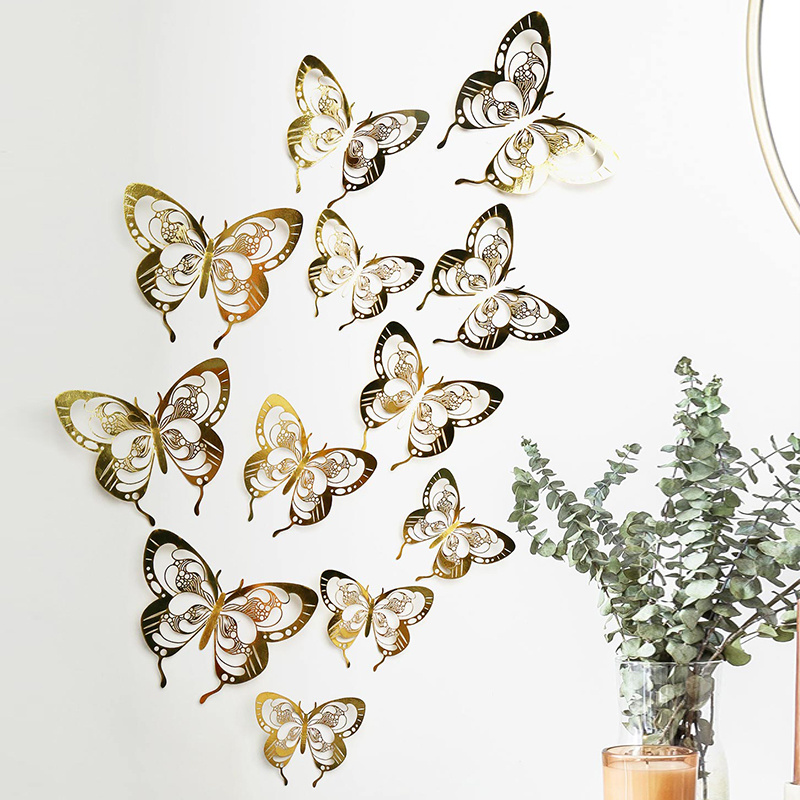 3d Butterfly Wall Decor 3 Sizes Golden Butterfly Decorations - Temu