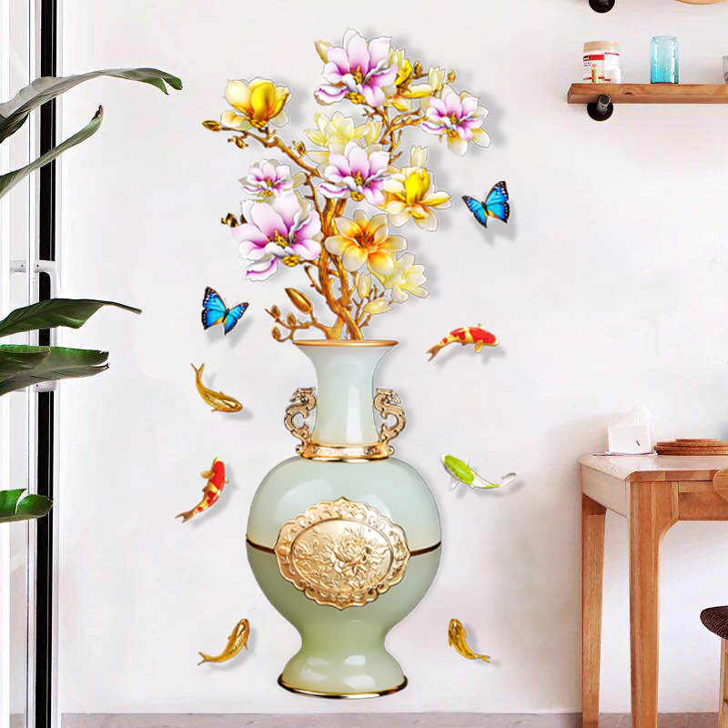 Elegance vase with butterfly and flowers