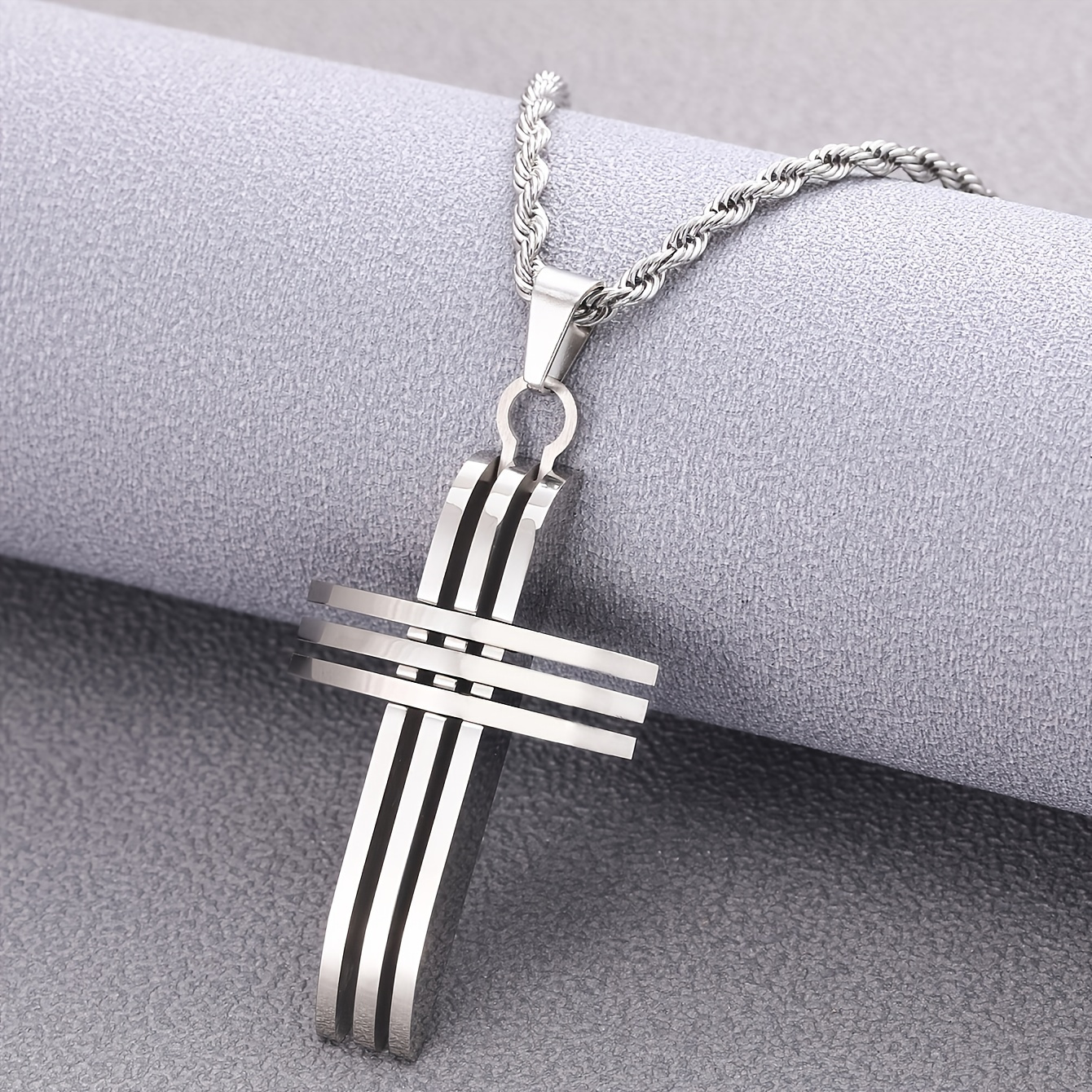 1pc Simple Men's Cross Pendant Twist Chain Necklace - Clothing, Shoes ...