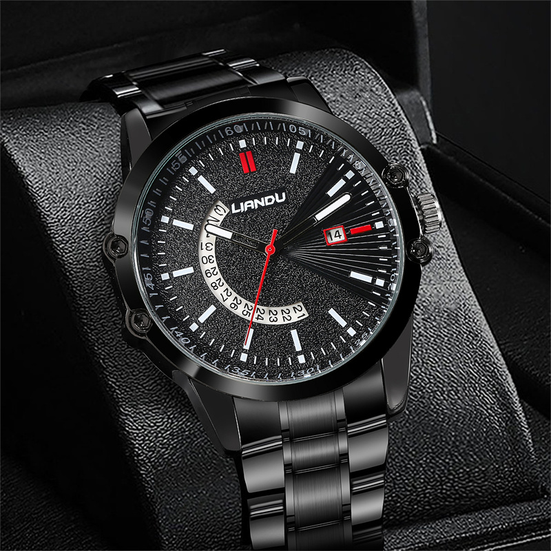 Men's Black Quartz Watch With Calendar Function Positive Octagon Dial,  Ideal choice for Gifts