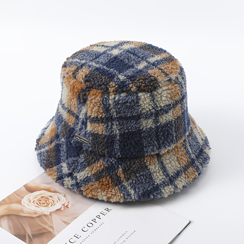 Retro Plaid Stingy Brim Navy Blue Bucket Hat High Grade Luxury Fisheman Hat  For Outdoor Street Style And Sun Visor From Nxink, $34.37