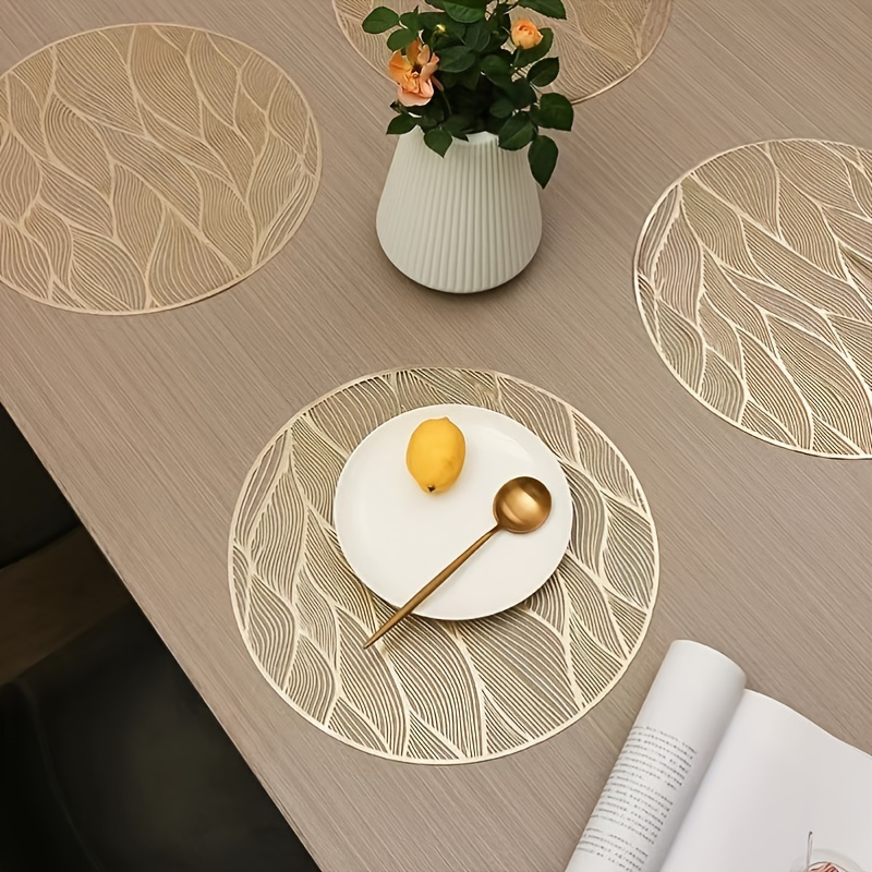 2pcs Round Placemat Anti Scratch Non Slip Pvc Placemat Round Table Mats 15 15in Home & Kitchen