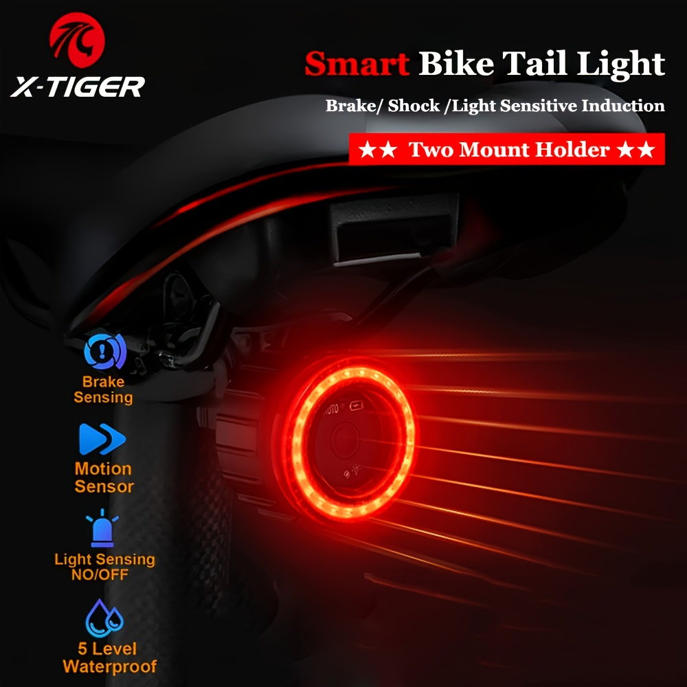 ROCKBROS bicycle light waterproof anti-theft smart tail light wireless  remote control 120DB bicycle tail light