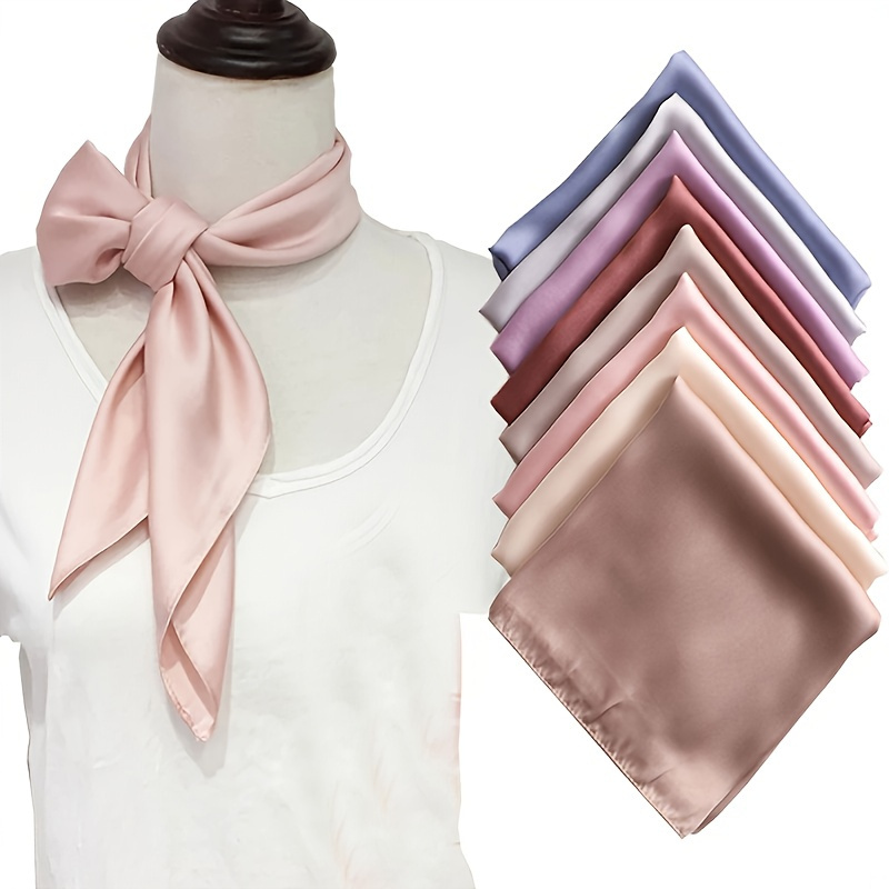 Fashion Women Plain Office Neck Square Silk Scarf for Ladies Bag  Accessories Scarves 70*70cm