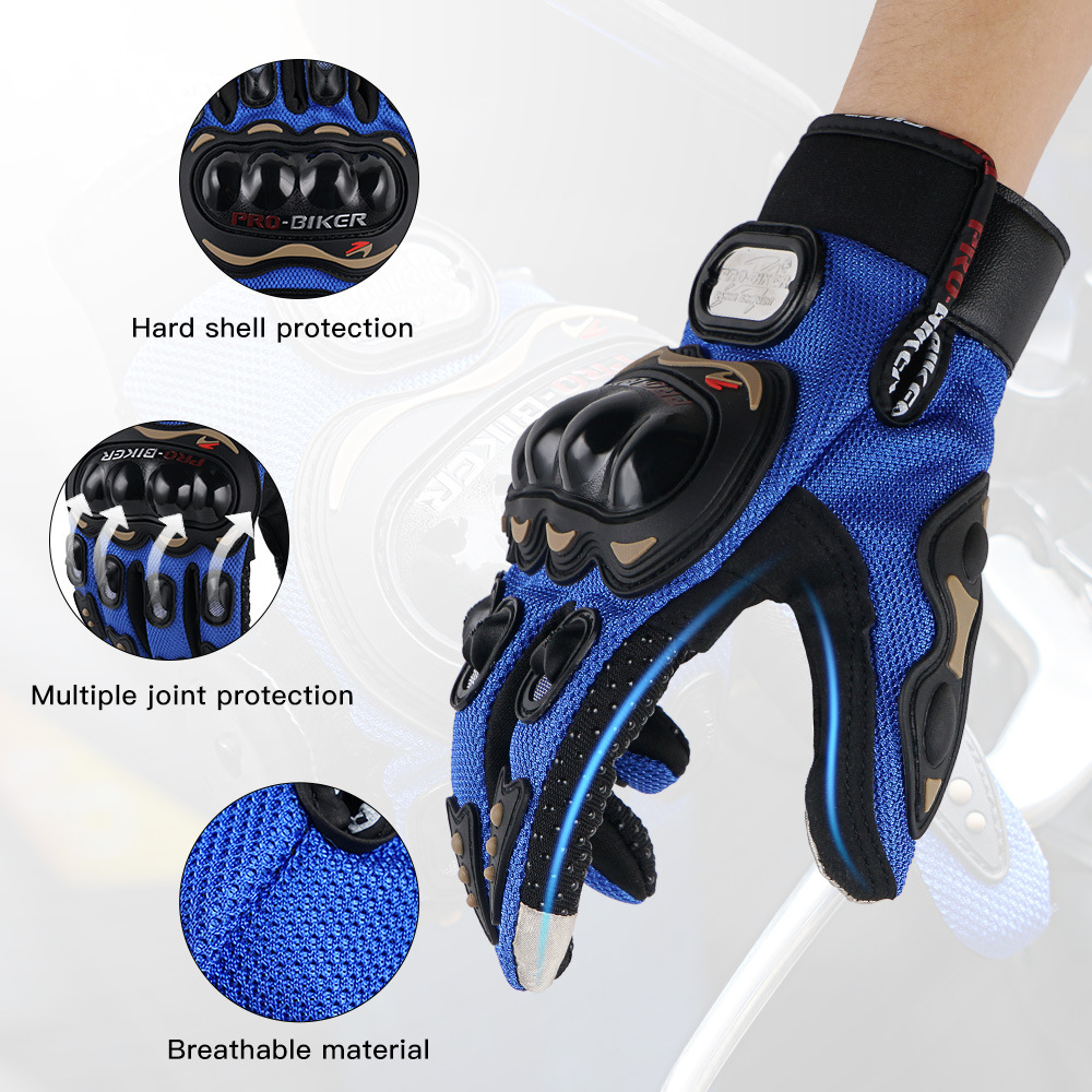 R-Tech Hawks Guanti per moto in pelle da corsa Nero/Blue