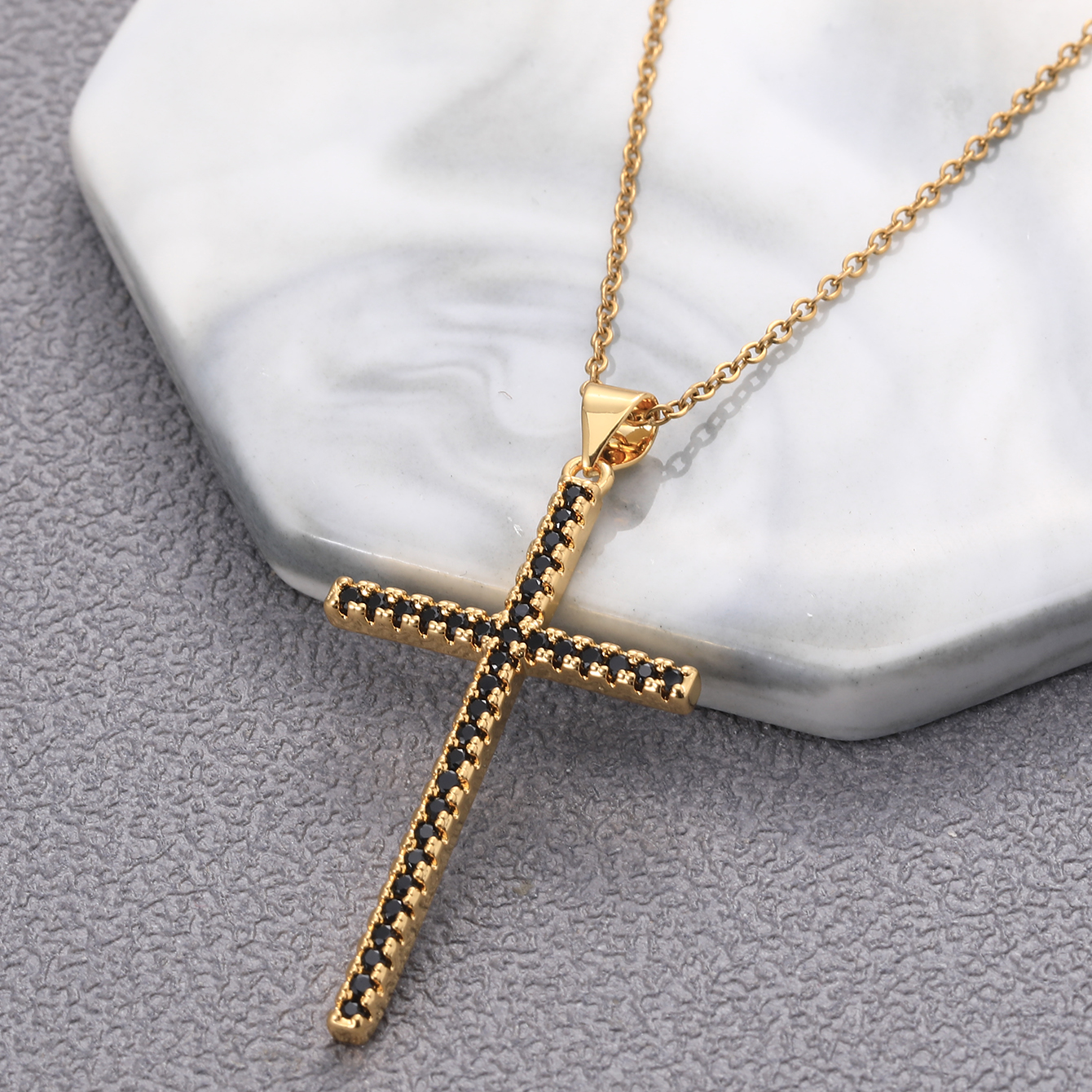 black rhinestone cross necklace