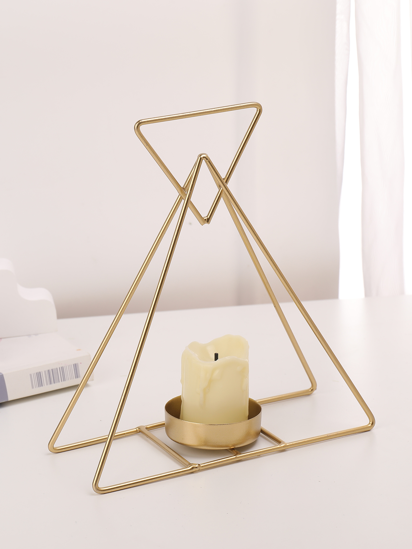 Elegant Golden Triangle Candle Holder For Tealight Candles Temu