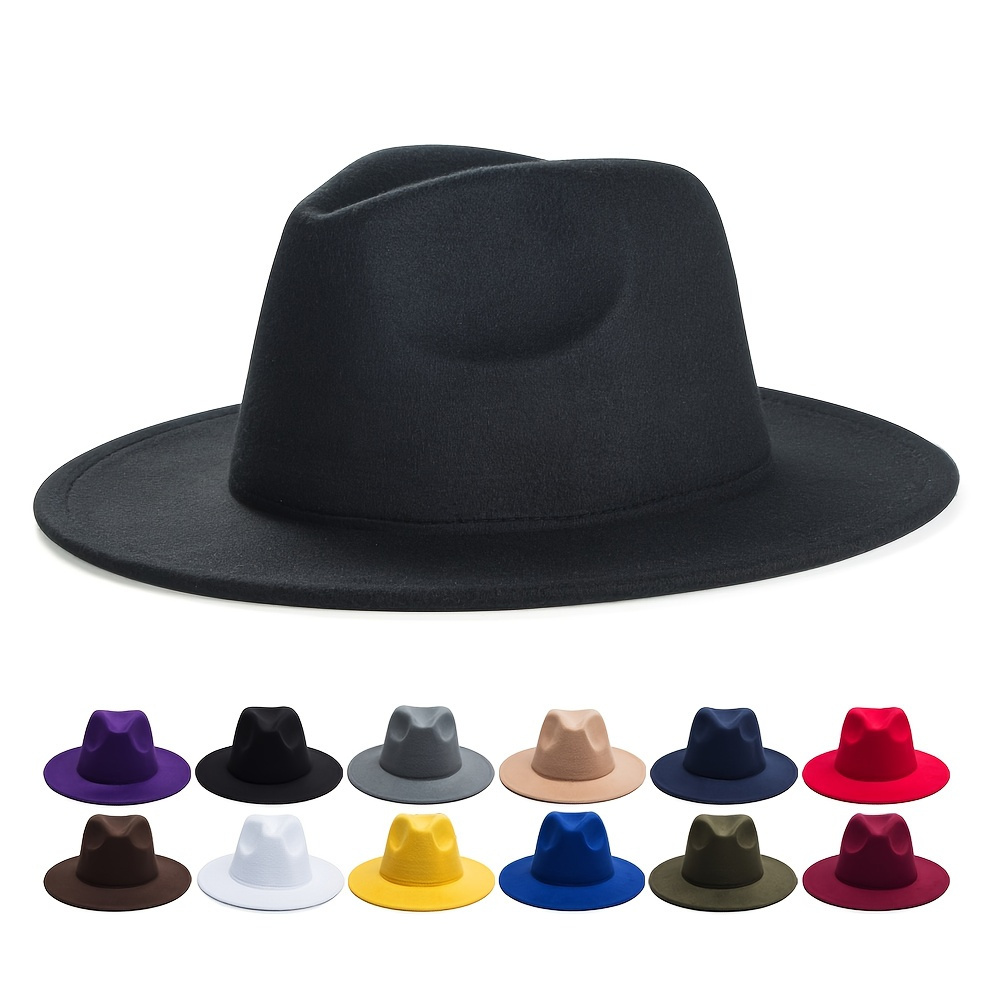 

Vintage Tweed Wide Brim Felt Fedora Hat For Men, Men's Accessories