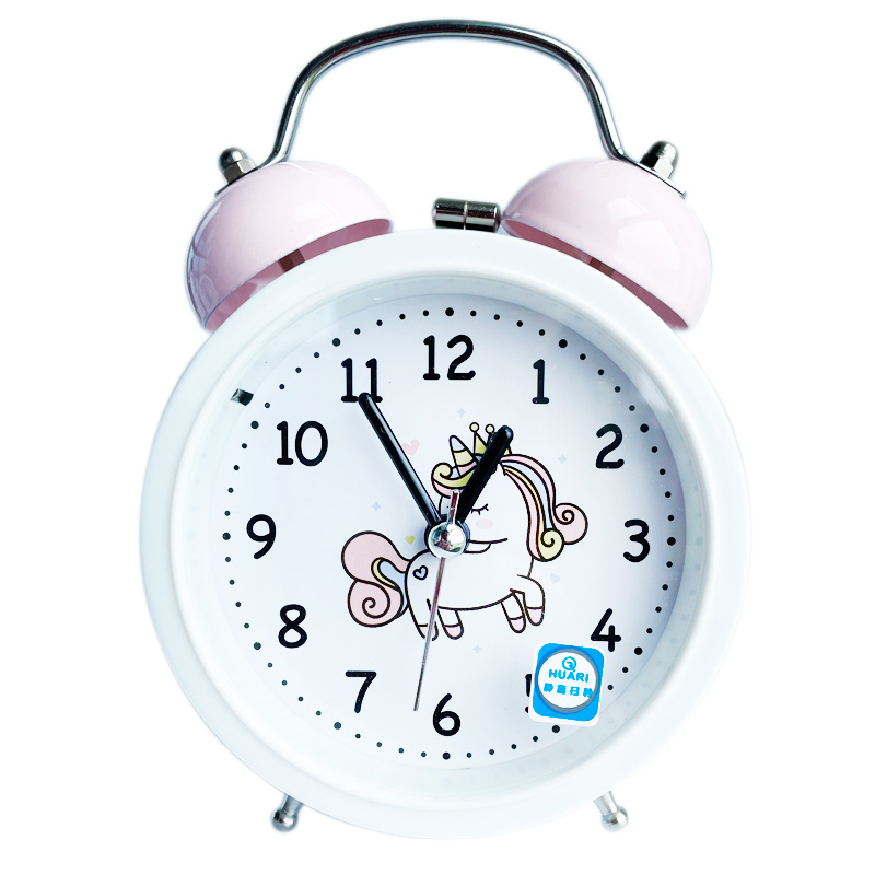 HAVERN Alarm Clocks Stitch Clock 3D Cartoon Fashion Blue White Bell Alarm  Boys and Girls Students Kids Bedroom Bedside Alarm Clock,White