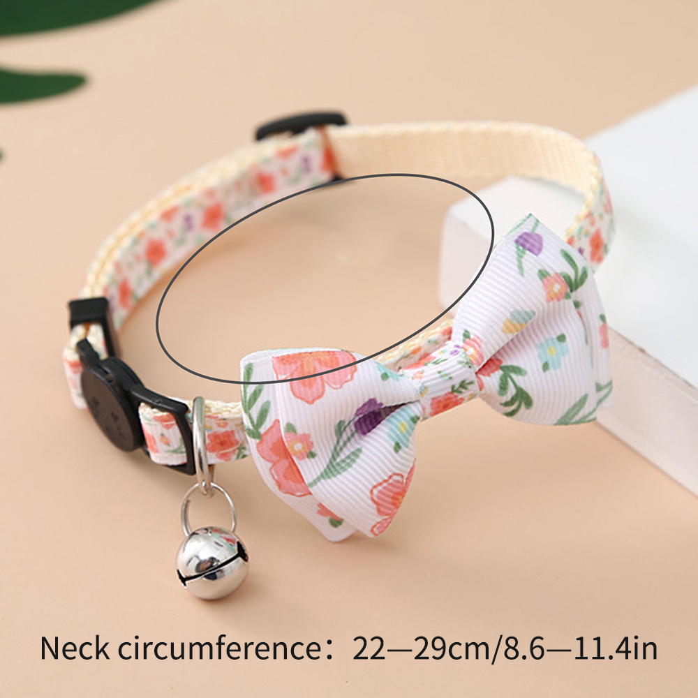 Cute Printed Bow Bell Pet Collar Adjustable For Small Dogs - Temu