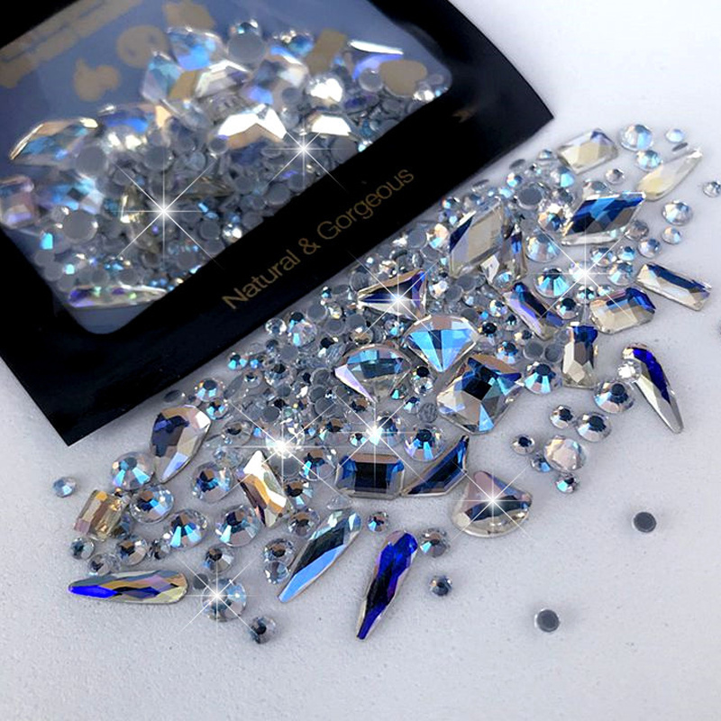 Crystal Rhinestones for Nail Round Beads Flatback Glass Gems Stones Multi  Shapes Sizes Rhinestone Nail Art - style 9