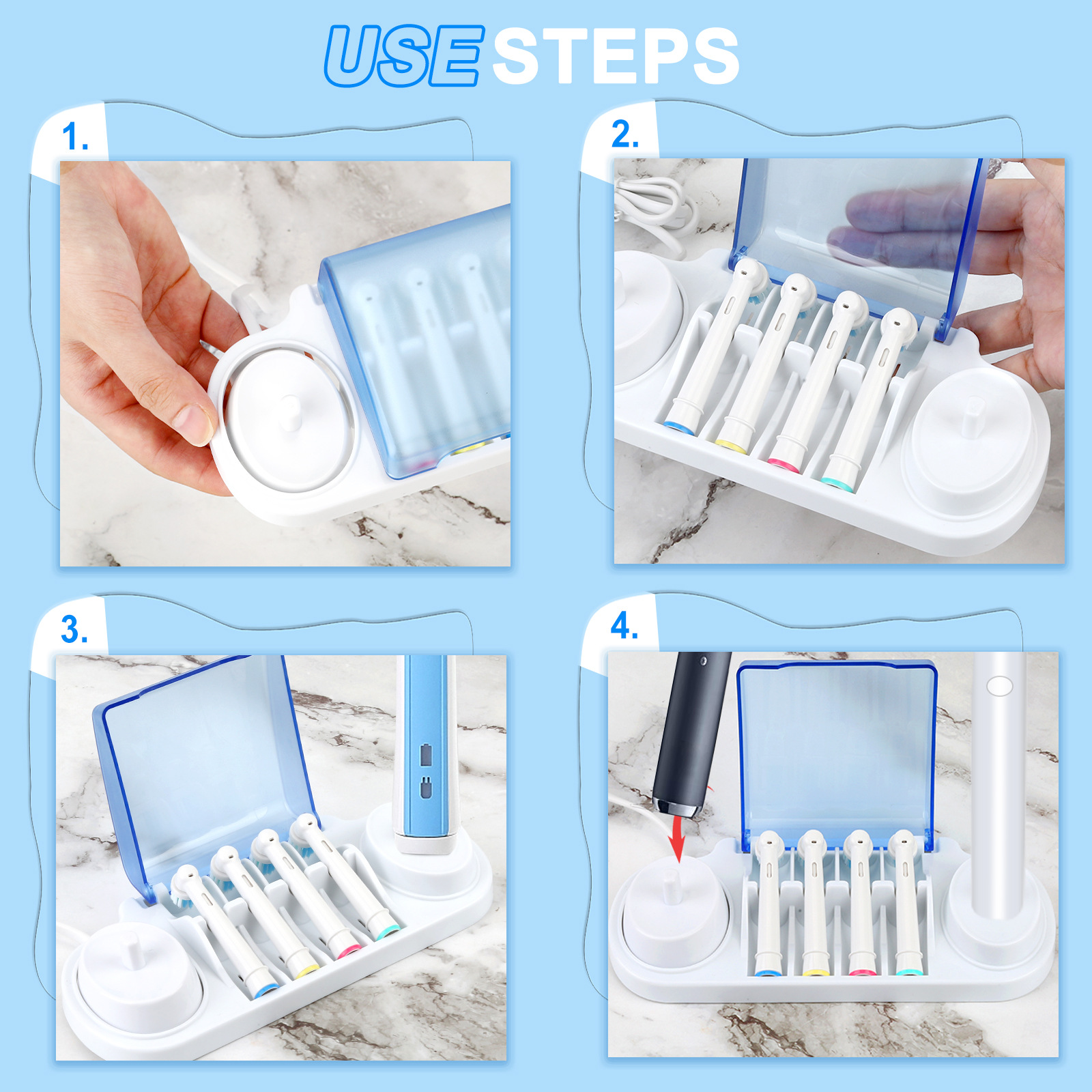 Soporte para cepillo de dientes eléctrico de montaje en pared Cepillo de  dientes eléctrico Soporte Base de cuerpo Traje de soporte para Oral B (2  PCS)