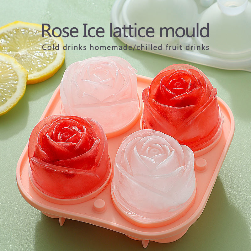 3D Silicone Rose Shape Ice Cubes Mold Ice Ball Mould for Cocktails Drink  Iced Tea Kitchen