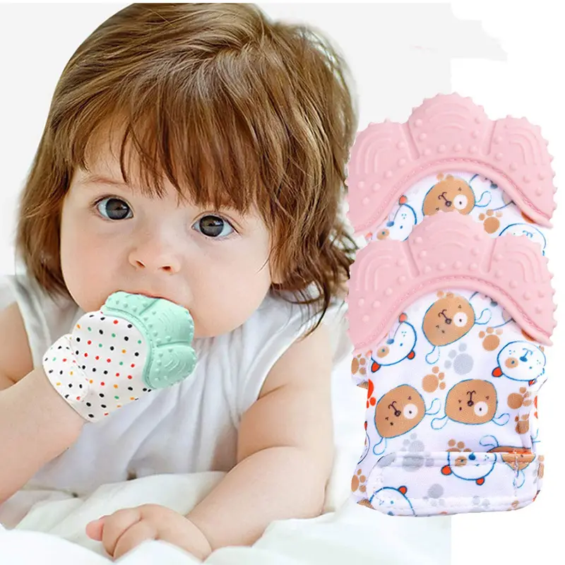 baby gloves toothpaste silicone baby handle eat it all soften ring belly toothbrush bite bite toy pink 9