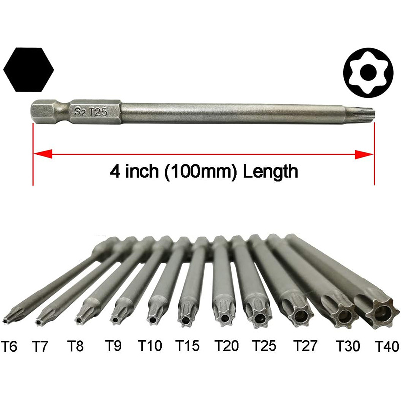 upgrade your toolbox with goxawees 11pcs long torx security head screwdriver drill set 1 4 inch hex shank s2 steel torx bits