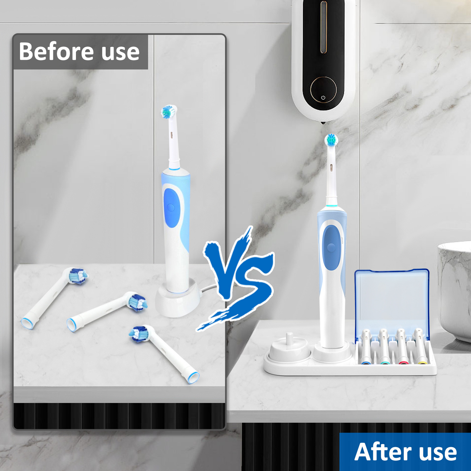 Soporte de cepillo de dientes eléctrico, Capacidad para 2 cabezales Oral B,  Accesorios para el baño sostenibles y de estilo minimalista -  España