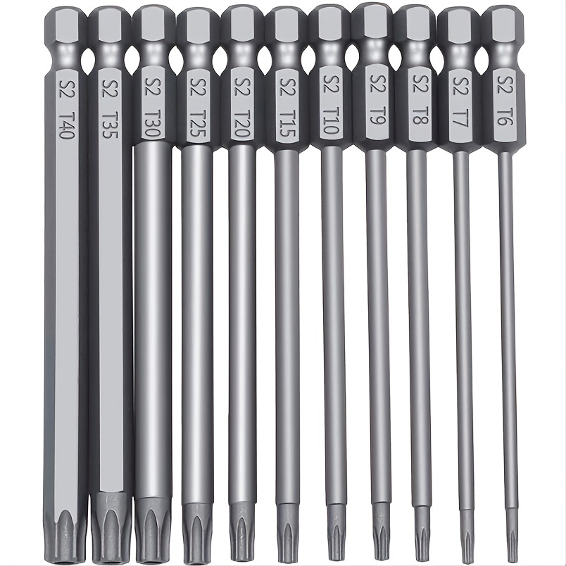 

Upgrade Your Toolbox With 's 11pcs Long Torx Security Head Screwdriver Drill Set - 1/4 Inch Hex Shank & S2 Steel Torx Bits!