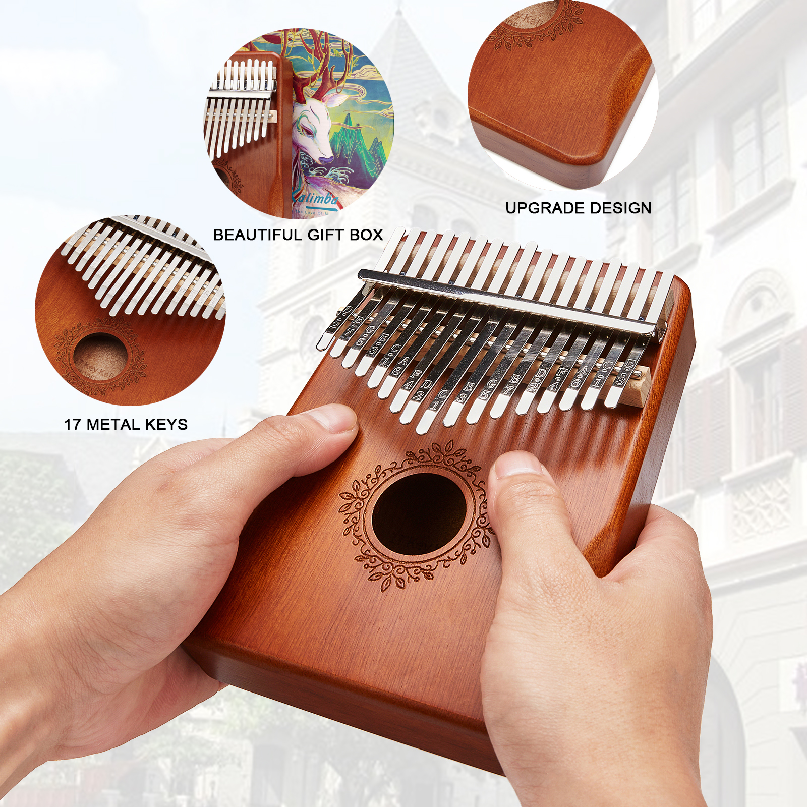 Kalimba Piano à pouce portable à 17 touches pour débutants, marteau  d'accordeur, étui étanche, cadeau pour enfants et adultes, tout en un seul  ensemble : : Instruments de musique et Sono