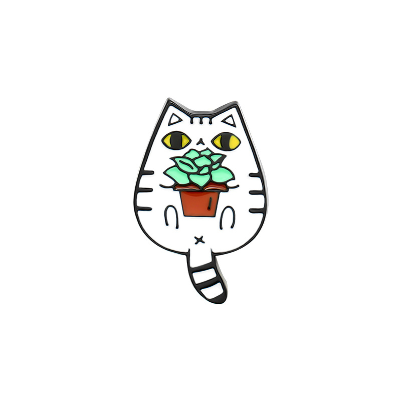 Casual Cat Eating Fish Enamel Pins for Backpacks Anime Cartoon Pins