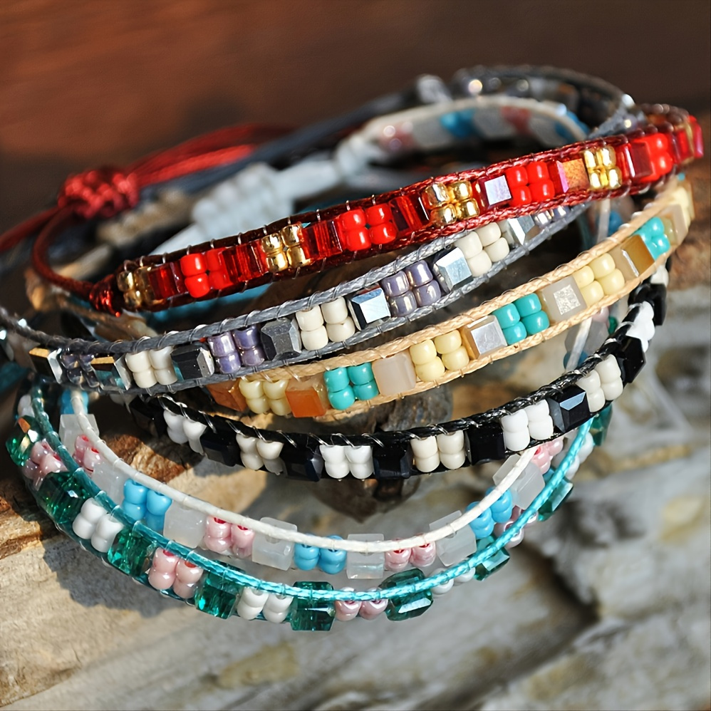 Bohemian Tila Beads Bracelet Handmade Colorful Beads Woven - Temu