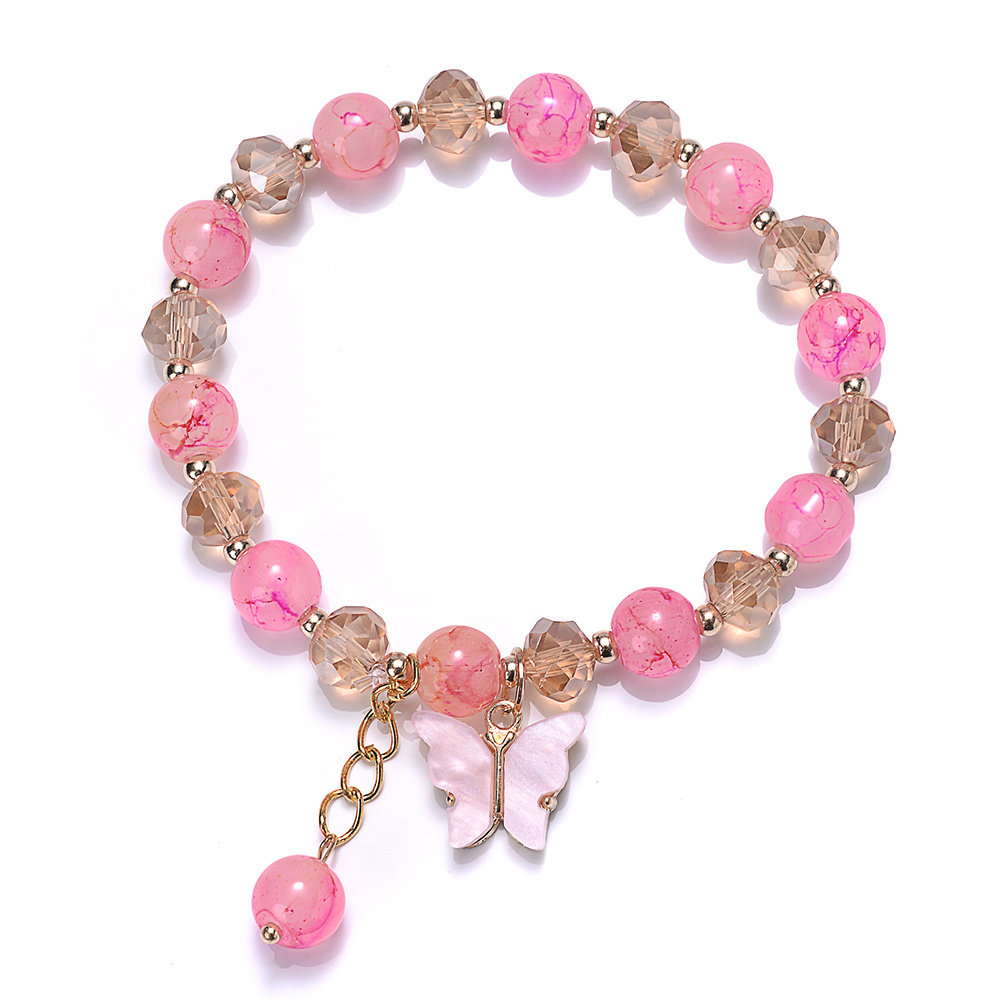 MOREL PINK BEADS BRACELET WITH PINK AND BROWN BUTTERFLY PENDANT CHARM GIFT  FOR WOMAN Glass Beaded Charm Price in India - Buy MOREL PINK BEADS BRACELET  WITH PINK AND BROWN BUTTERFLY PENDANT