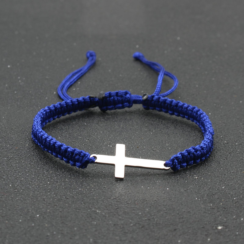 Braided Rope Bracelet Stainless Steel Pattern Cross - Temu