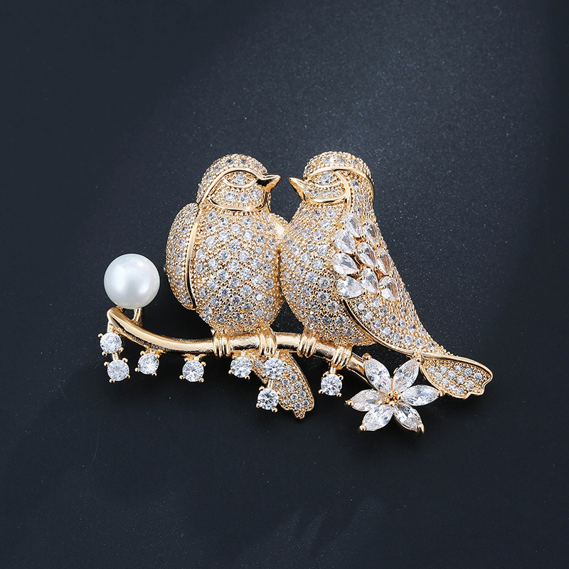 TEMU Christmas Lovebird Accessories Fashion Zirconia Brooch 2023 New In