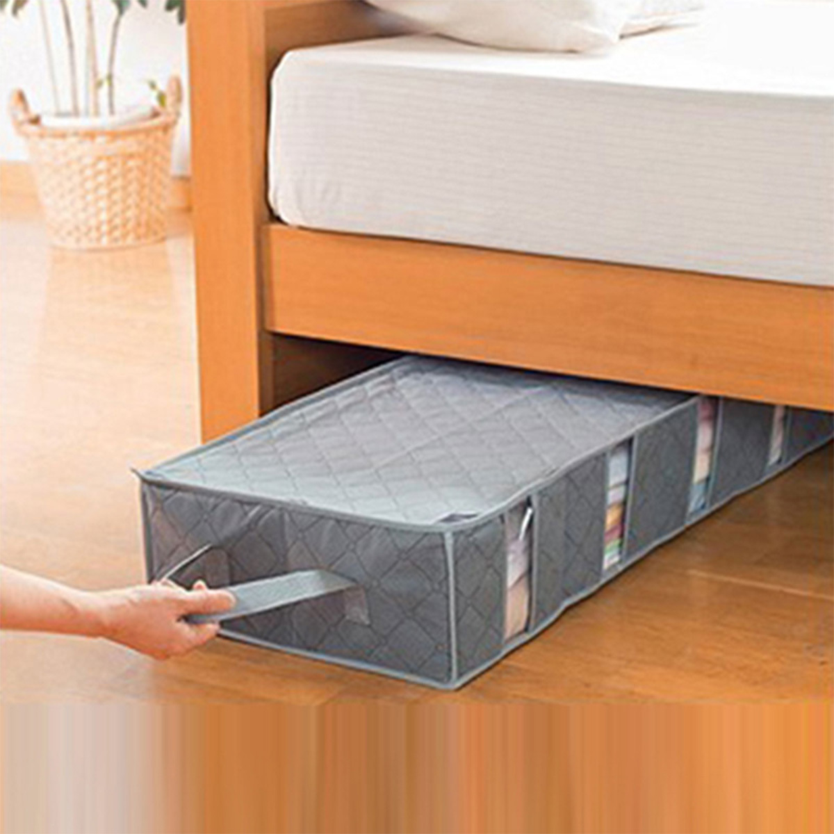 1pc under the bed visible five compartments for clothes sorting and storage bag portable reinforced folding moisture proof storage box dust bag details 2