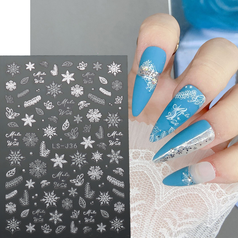 Christmas Nail Art Stickers Snowflake Nail Decals Self Adhesive For ...