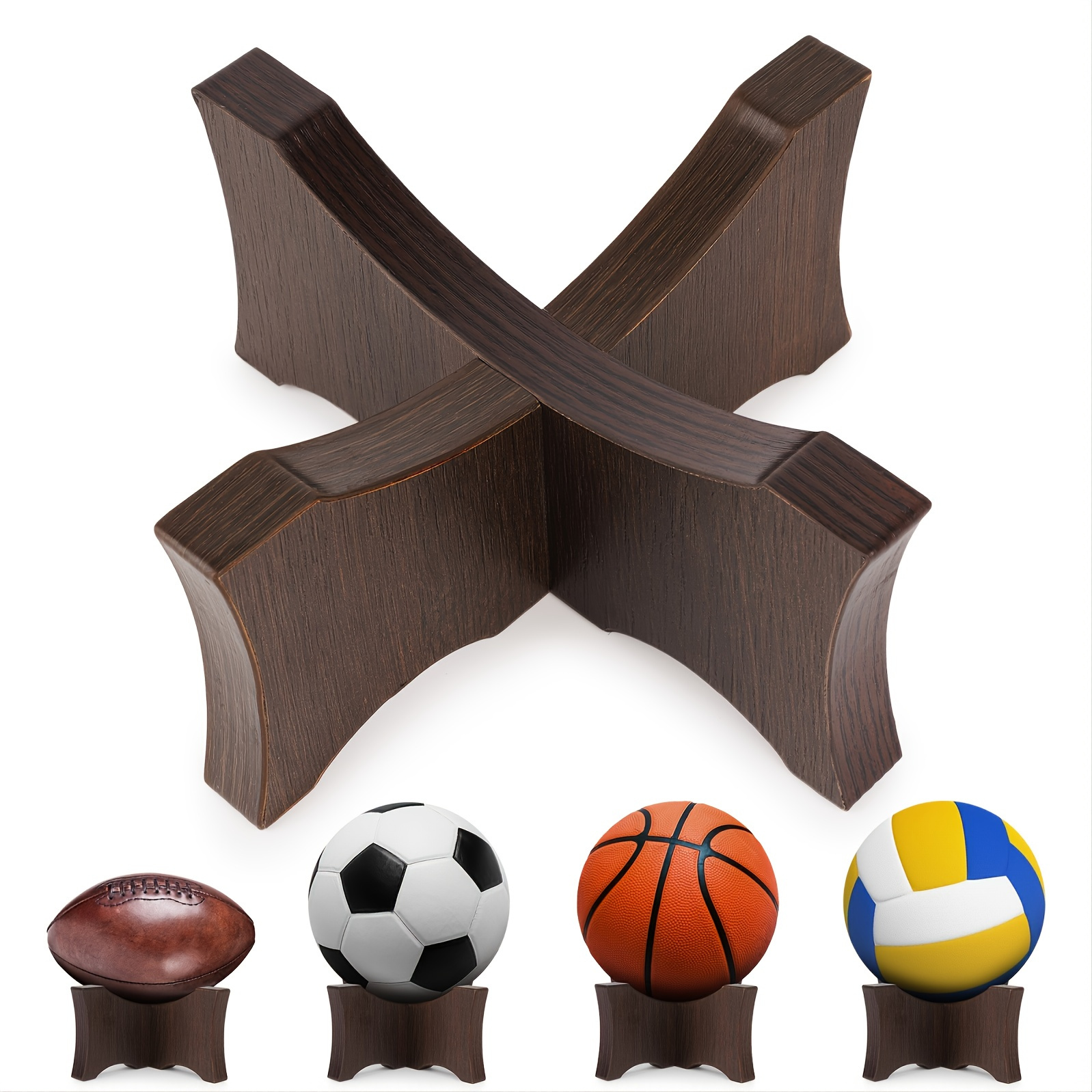 1pc Ball Display Stand, Abnehmbare Hölzerne Basketball-display-rack, Desktop-fußball-stand - Haushalt and Küche