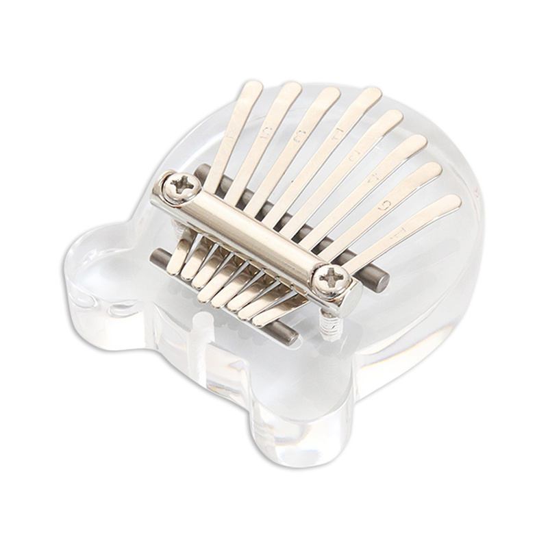 Mini Kalimba 8 Key Thumb Piano, Solid akrylfingerpiano med snodd