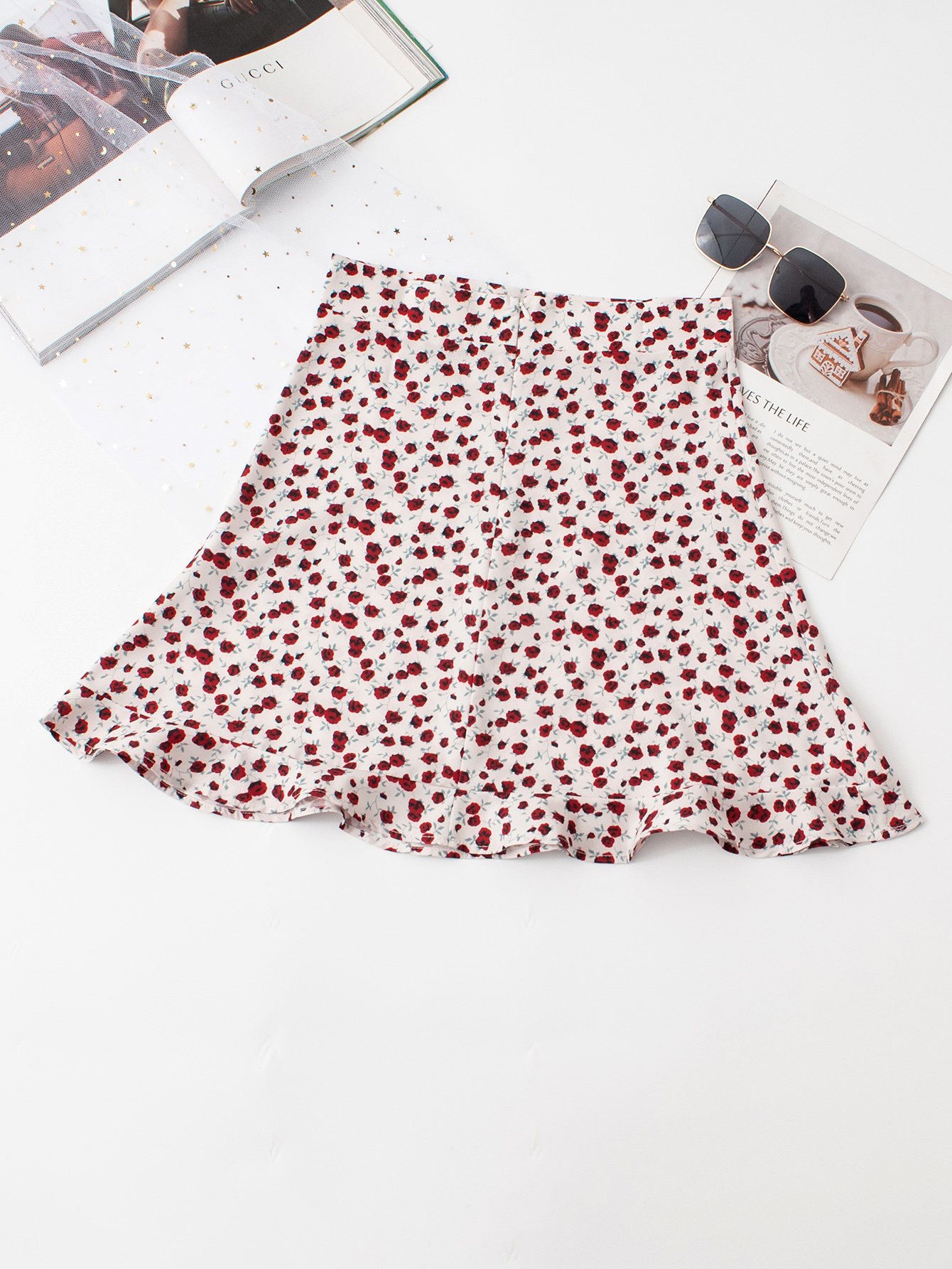 Ditsy Floral Print Mini Skirt, Elegant & Stylish Skirt For Life & Work