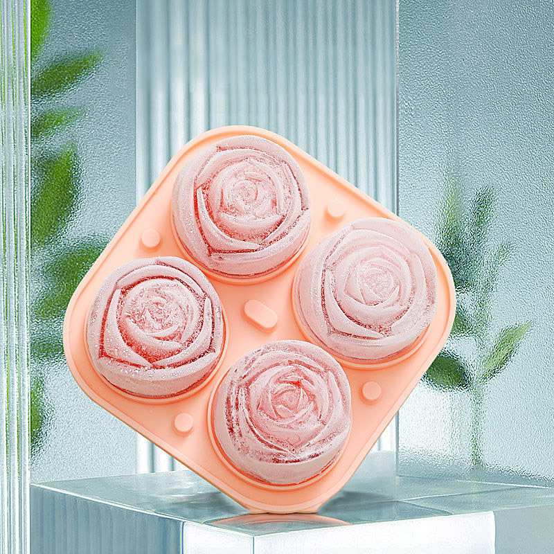 Food Grade Silicone Ice Cube Tray With Rose Flower And Heart - Temu