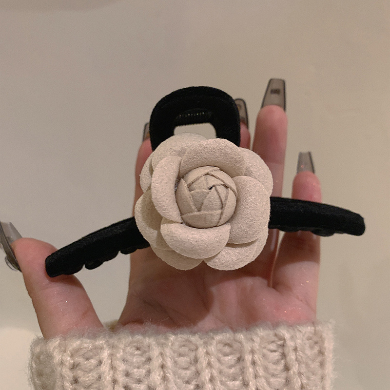 Luxurious Camellia Flower Corsage Hair Clip - Feminine Classic Bow French  Barrette for Women's Fall Accessory