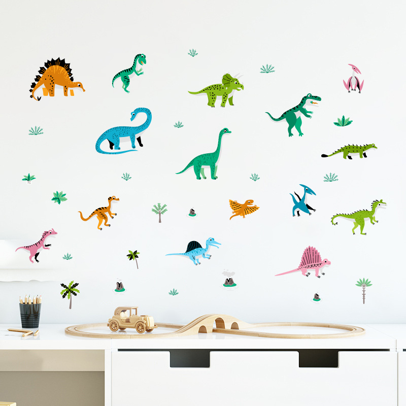 Cartoon Dinosaur Wall Decals Diy Decoration Kids Baby Boys Temu