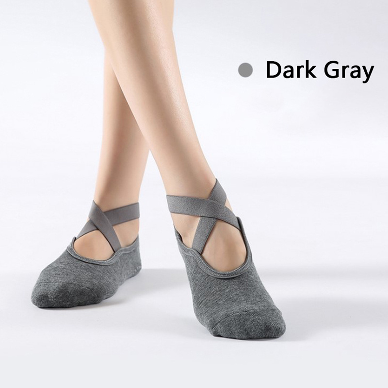 Non Slip Dance Socks Solid Color Criss Cross Strap Gripper - Temu