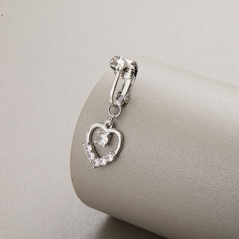 Creative Heart shaped Pendant Navel Button Rhinestone Copper Temu Australia