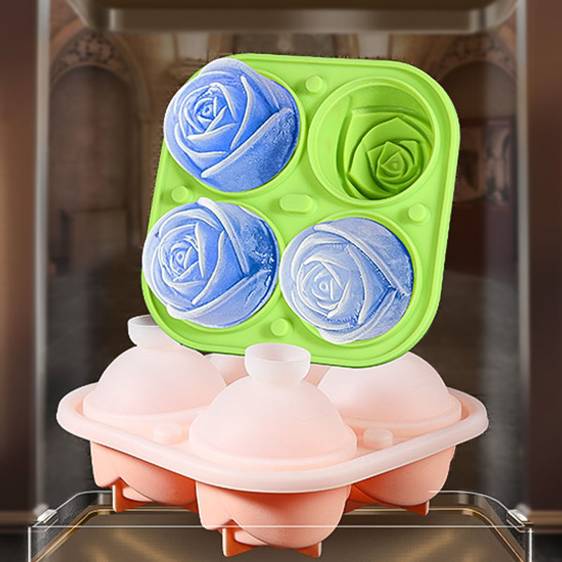 Dropship 1pc Ice Cube Tray; Rose Flower And Heart Shaped Ice Cube Mold;  Food Grade Silicone Ice Ball Maker; Kitchen Tools; Kitchen Supplies to Sell  Online at a Lower Price