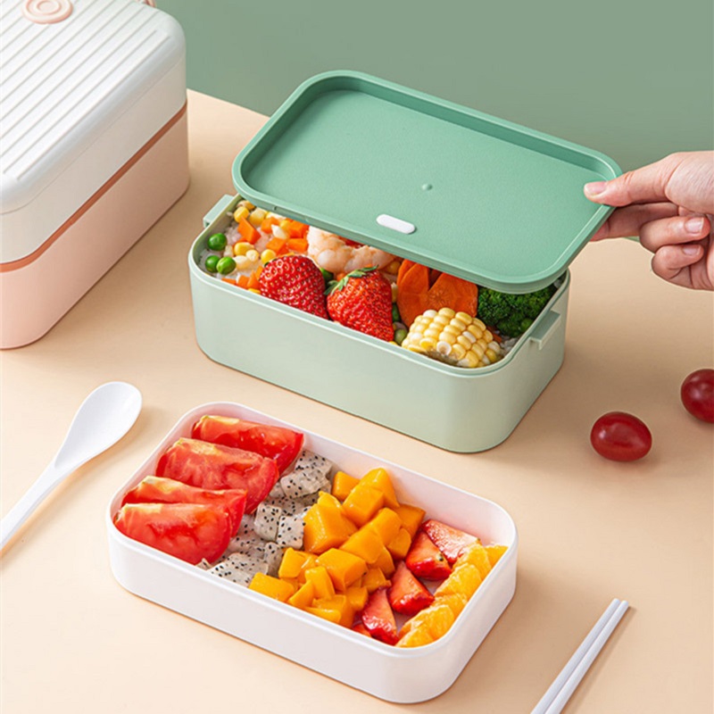 1 Pack, Portable Hermetic Lunch Box, 2 Layer Grid Student Bento Box ...