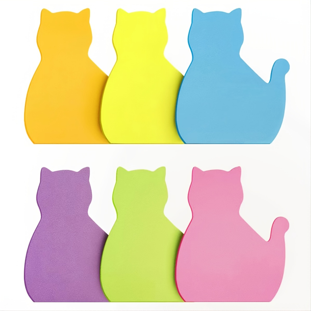 

6pcs Cartoon Cat Sticky Notes Special-shaped Sticky Note 2.5*2 Inch With 180 Sheets