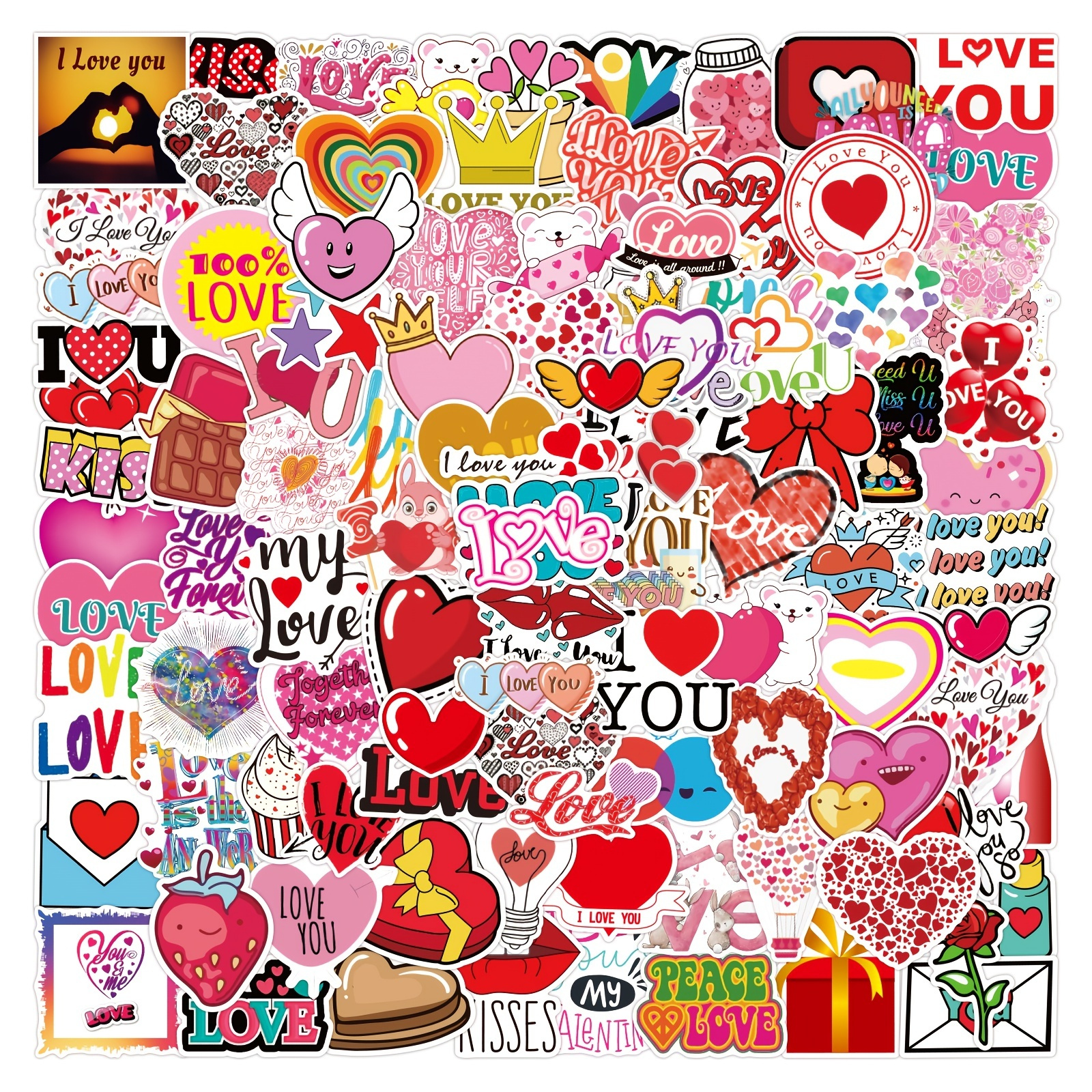 50Pcs Waterproof Love Stickers for Envelopes Scrapbooking Phone Water  Bottles Laptop Wedding Car Window I Love You Vinyl Stickers Decal for  Adults Women Gift 