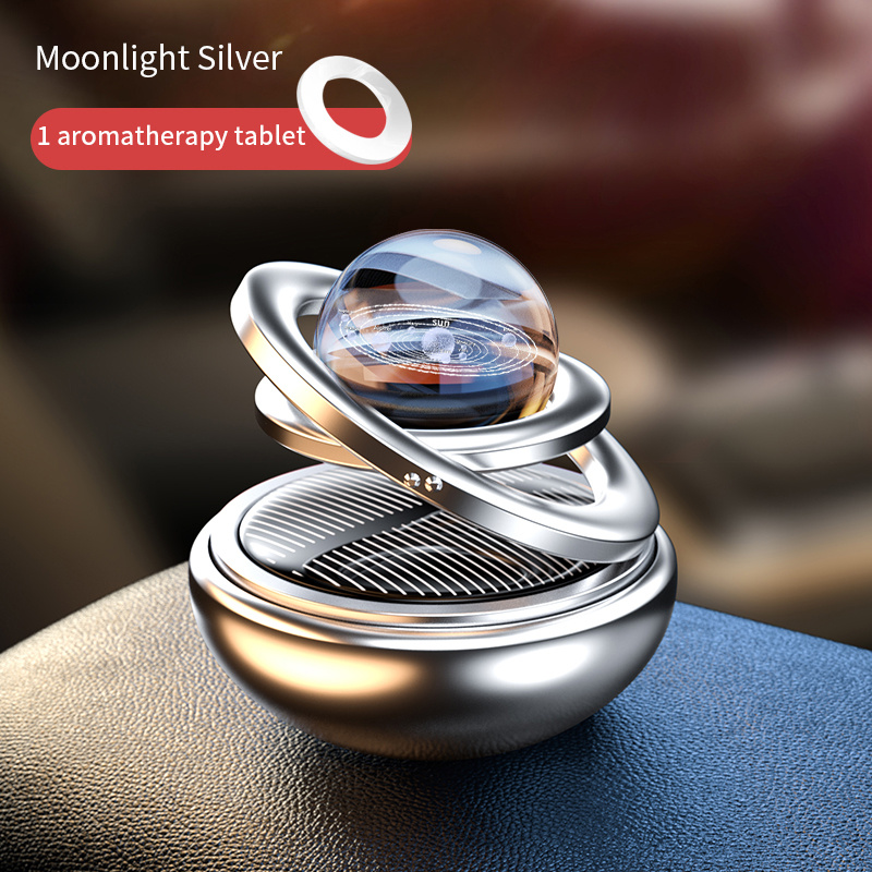 Solar Rotating Twin-ring Car Air Fresh Aromatherapy Ornaments Auto