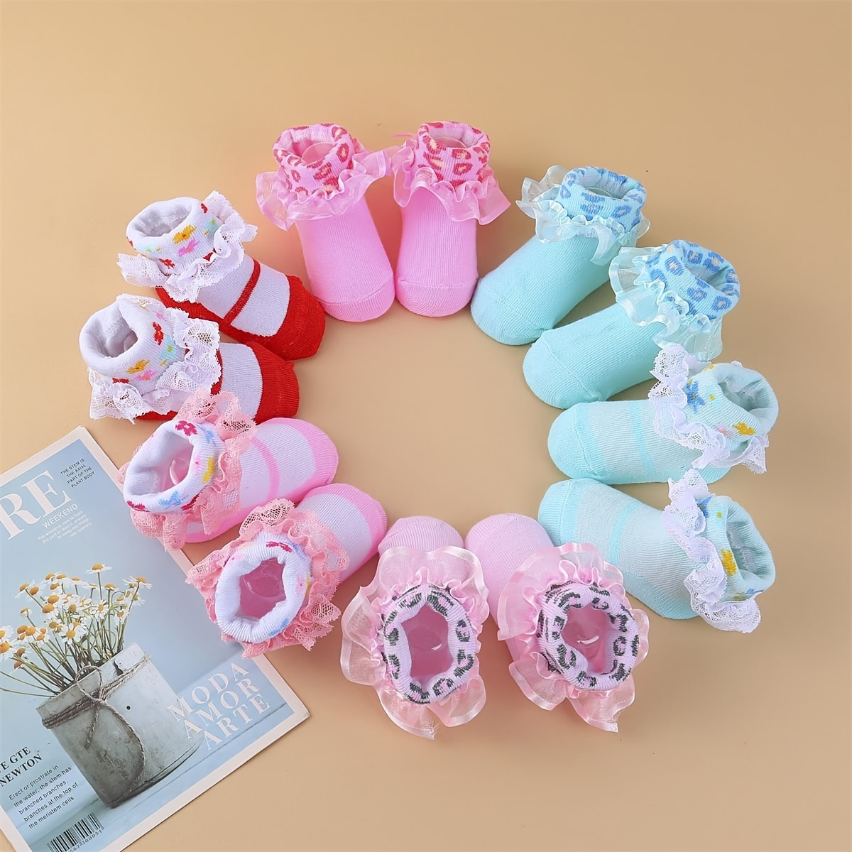 

6 Pairs Of Adorable Lace Toddler Socks For Your Little Princess - Perfect For Newborns, Babies, Toddlers & Little Girls!