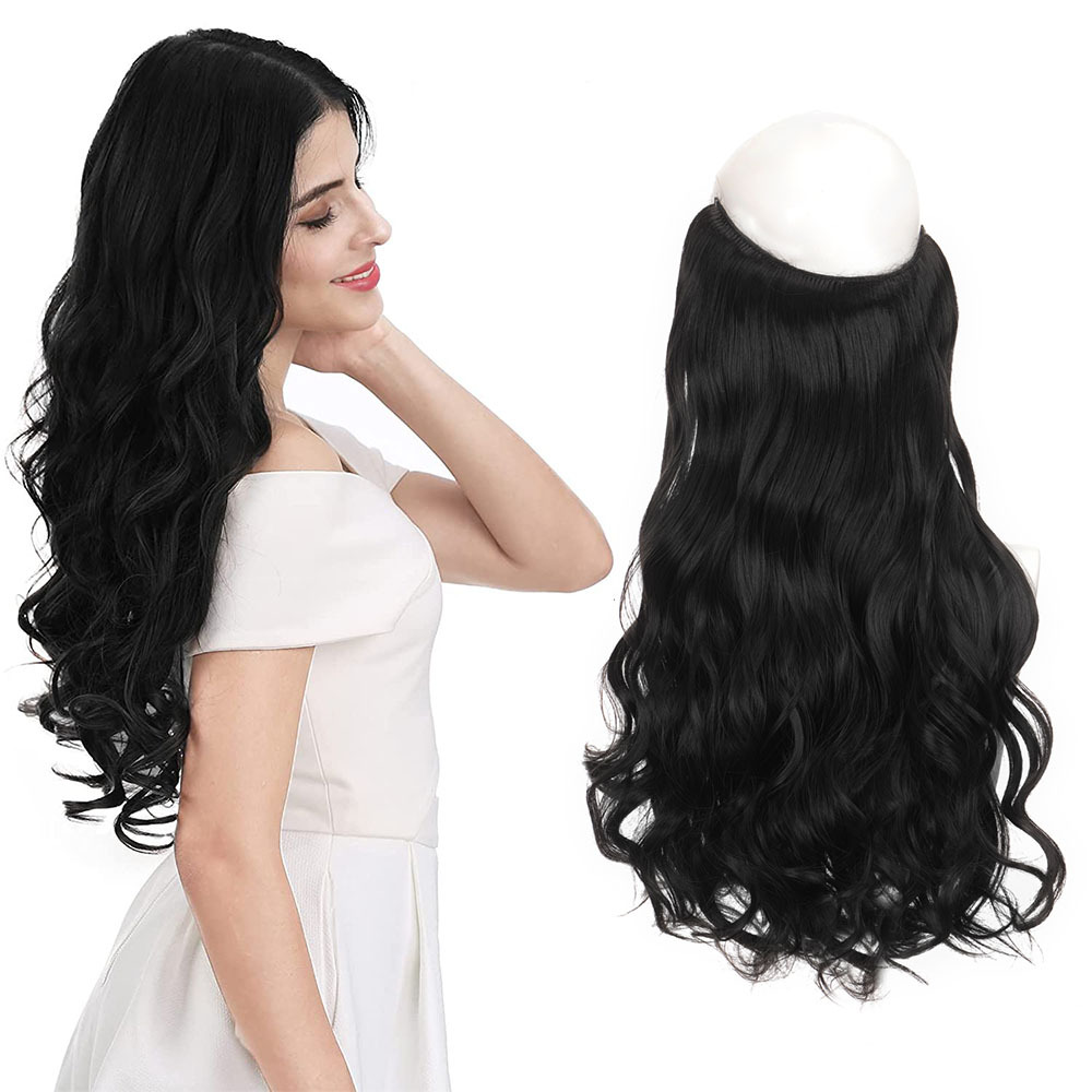 Halo Hair Extensions Synthetic Long Straight Wavy Corn Curly Temu