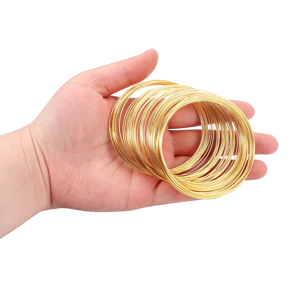E-outstanding Jewelry Wire 100 Loop KC Gold Memory Steel Beading Wire for Jewelry Making Wrapping Stones Necklaces and DIY CA