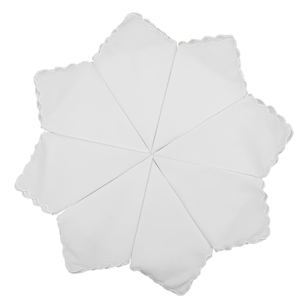 

6pcs/set 11.4" White Square Handkerchiefs Crescent Shape Pure White Handkerchief Wedding Supplies Kitchen Decoration Handbag Diy Supplies