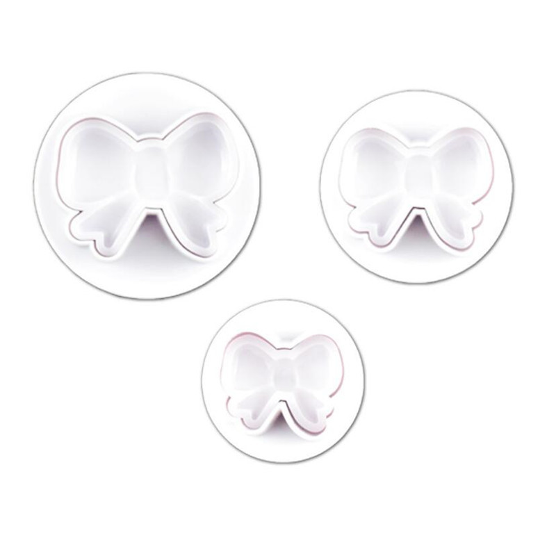 3pcs set fondant molds bow cookie cutters diy baking tools kitchen supplies details 6