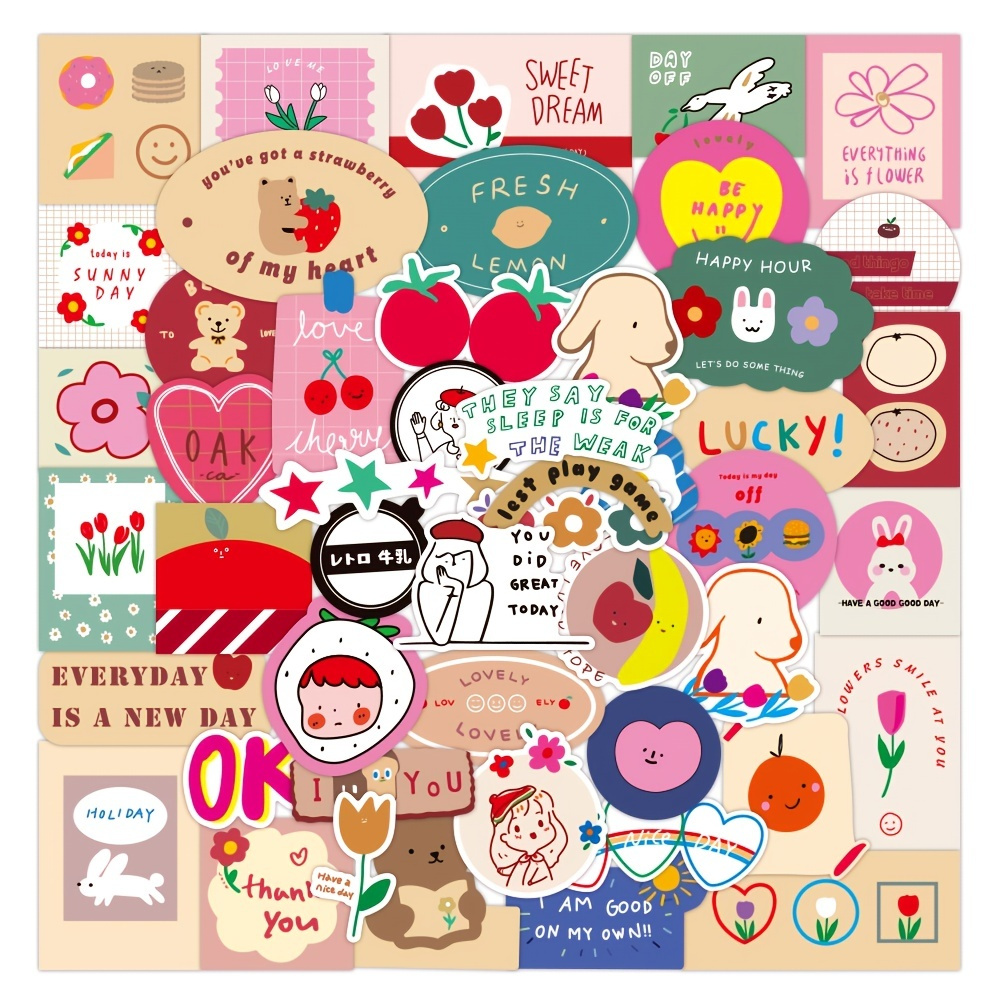 Cute Korean Bear Stickers Gifts for Girls Kids and Teens, 100pcs/Pack Small  Kawaii Rilakkuma Stickers, Vinyl Waterproof Lovely Aesthetic Stickers